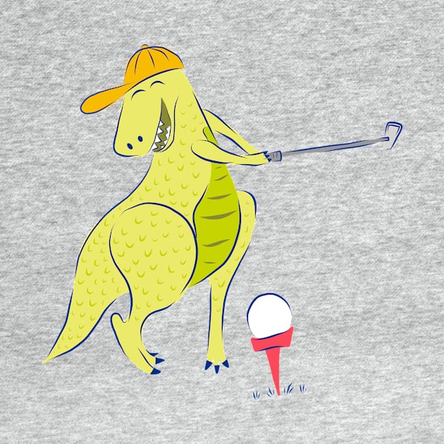 Happy Golfing Dinosaur by Jacqueline Hurd